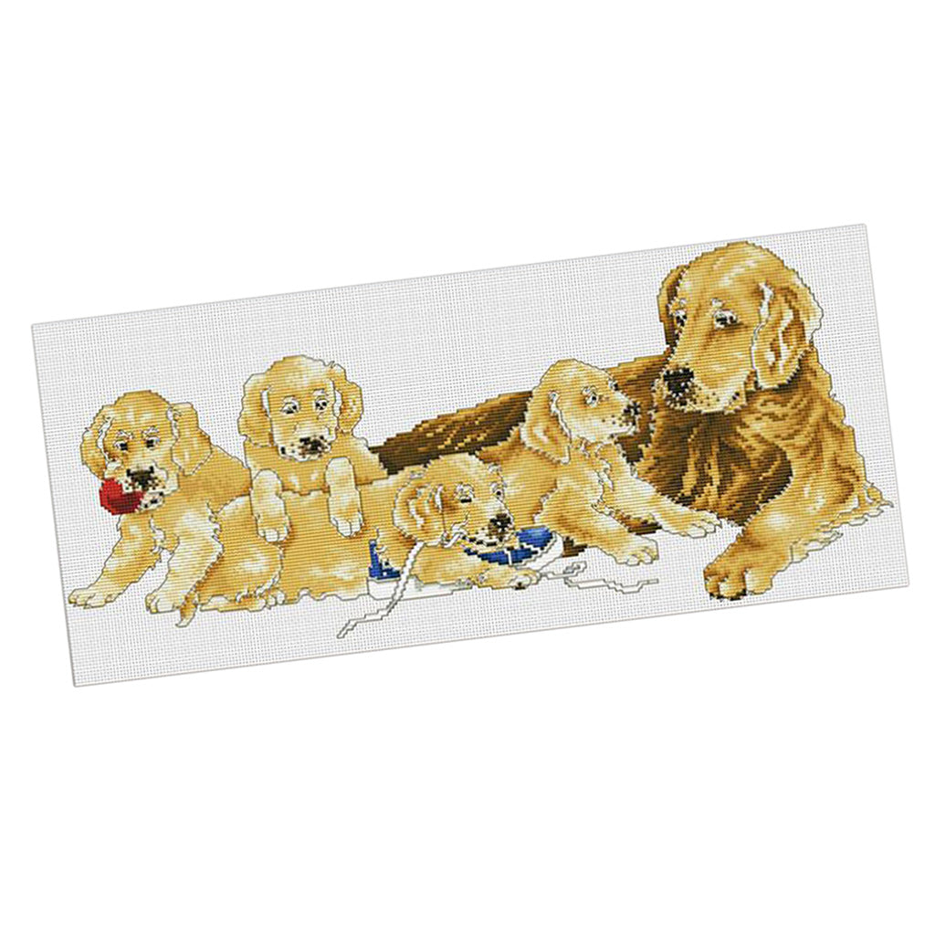 Animal Dogs Stamped Cross Stitch Kit DIY Handmade Needlework 11CT 66x33cm