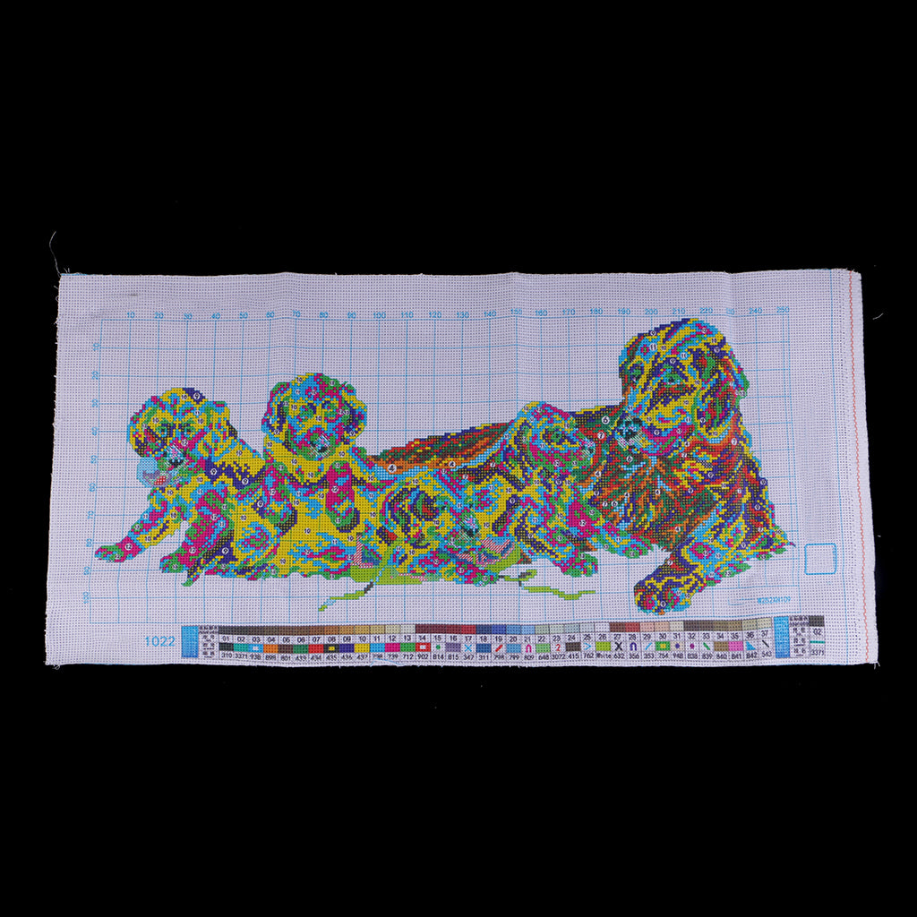 Animal Dogs Stamped Cross Stitch Kit DIY Handmade Needlework 11CT 66x33cm