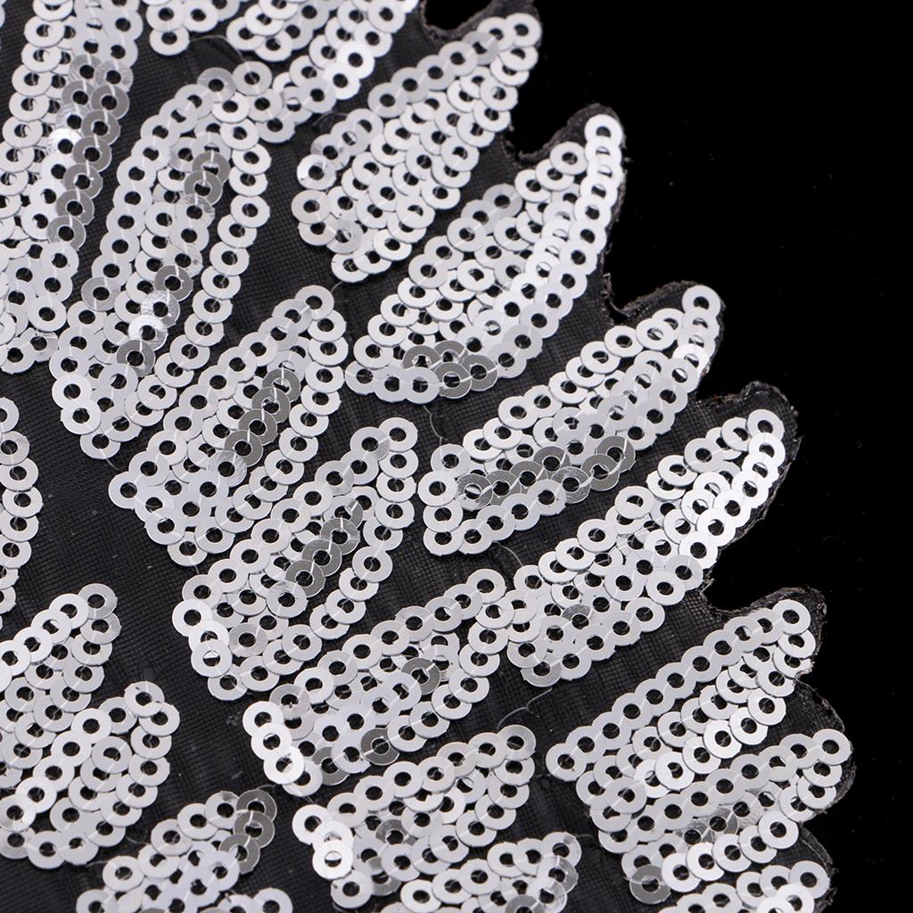 3D Feather Wings Sequin Patches for Clothes Hats Embroidery Iron on Silver