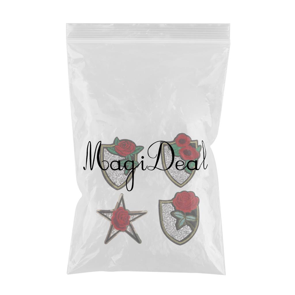 4pcs Embroidered Rhinestone Flower Patches DIY Iron on Sew on Appliques