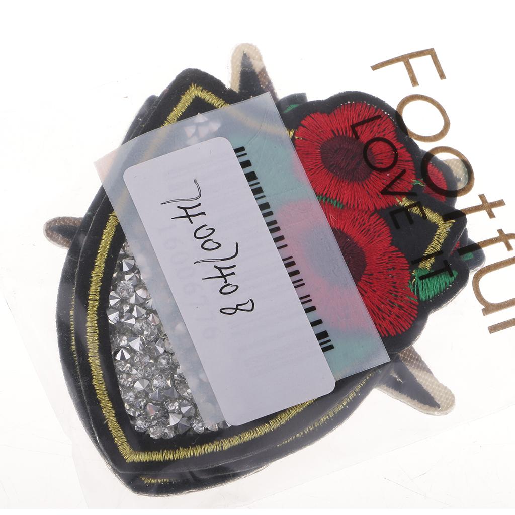 4pcs Embroidered Rhinestone Flower Patches DIY Iron on Sew on Appliques