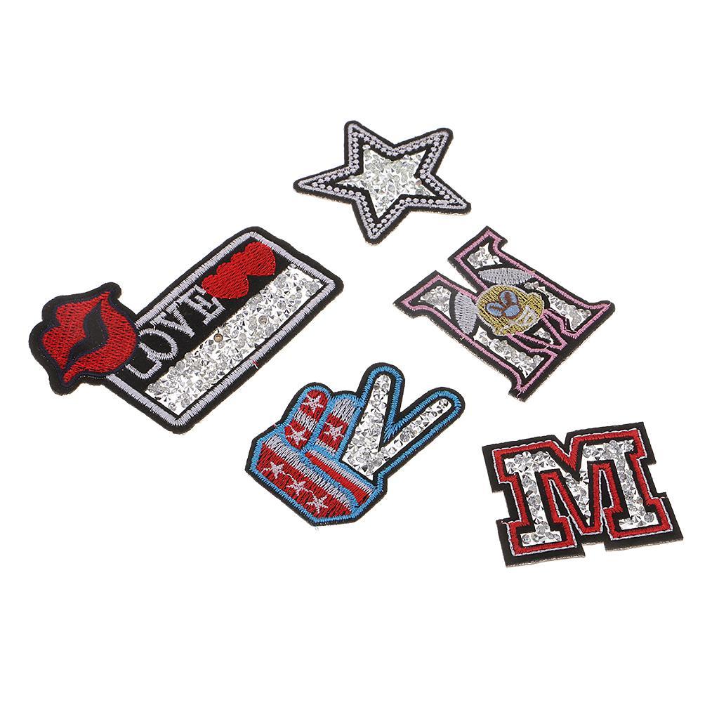 5Pcs/lot Fashion Sewing Patch Badge Embroidered Iron Sew On Applique DIY