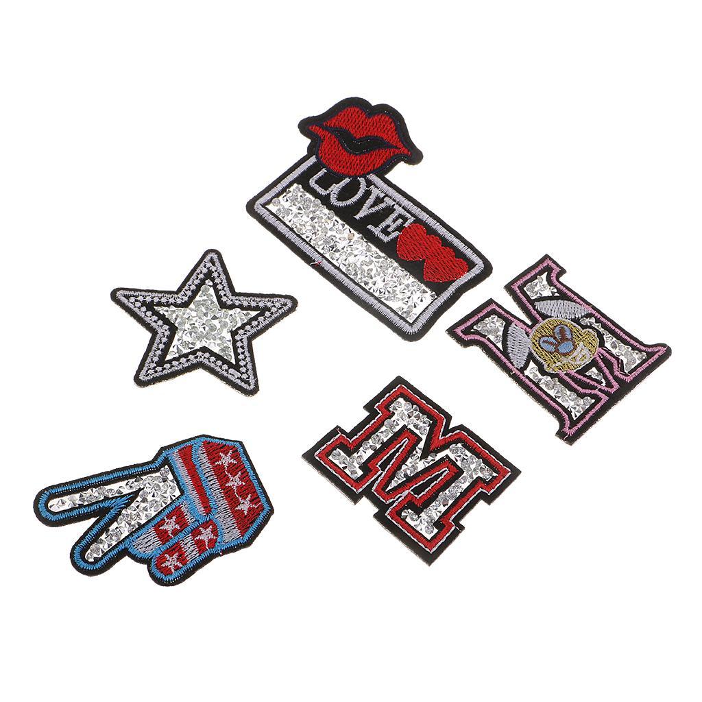 5Pcs/lot Fashion Sewing Patch Badge Embroidered Iron Sew On Applique DIY