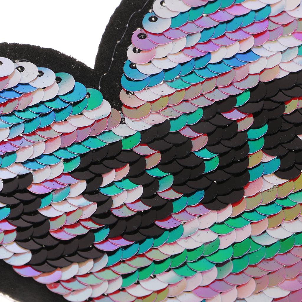 Reversible Sequins Love Heart Patch Badge Iron on Applique DIY Craft