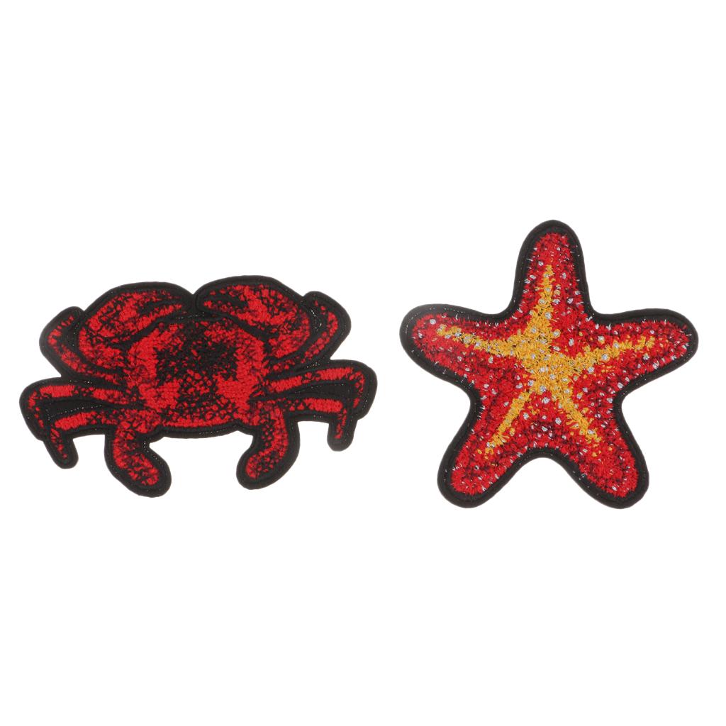 5Pcs Sea Animals Sewing Patches Clothes Hats Decorative Applique Embroidery