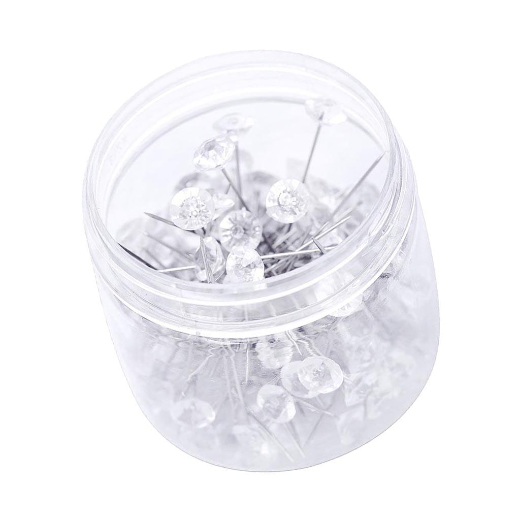100x Diamond Head Sewing Pin Florists Pins Buttonhole Wedding Craft 8×55mm