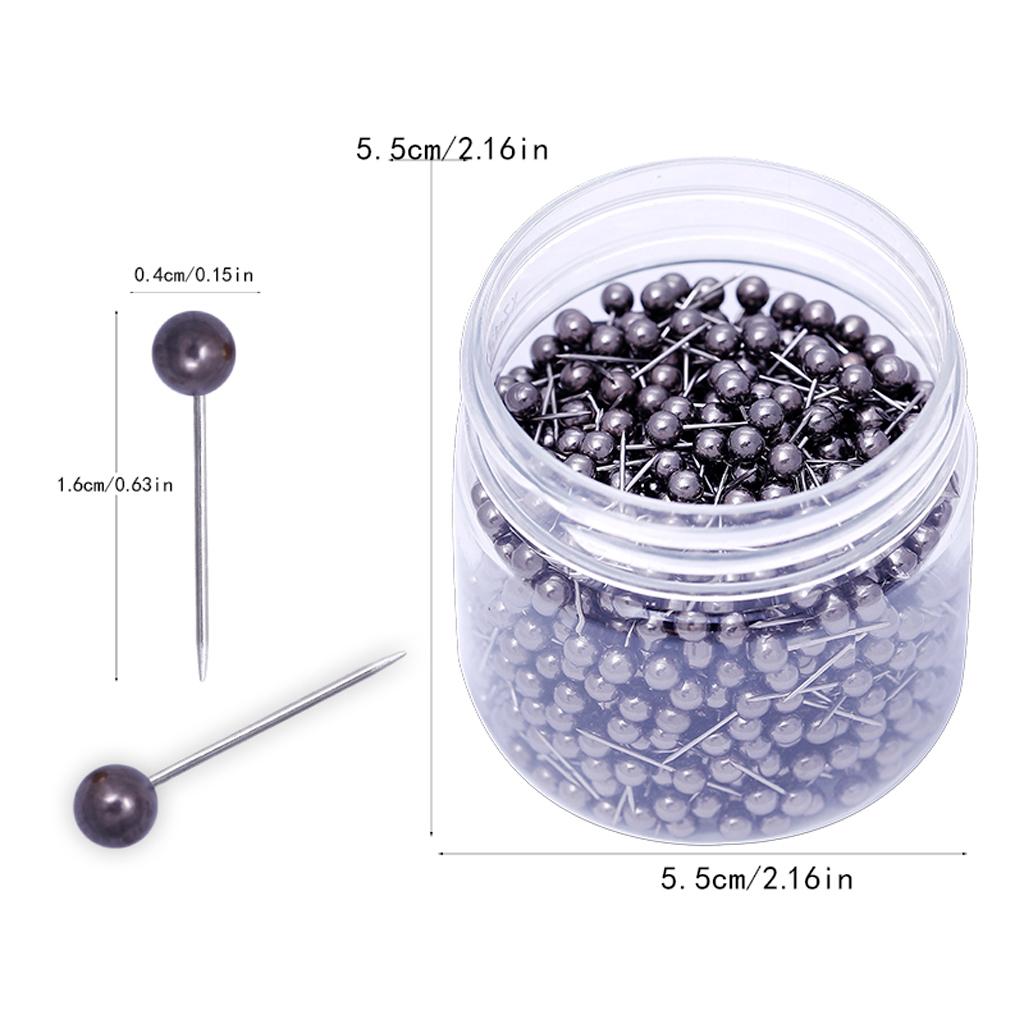 1000x Plastic Round Head Quilting Sewing Marking Drawing Push Pins Black