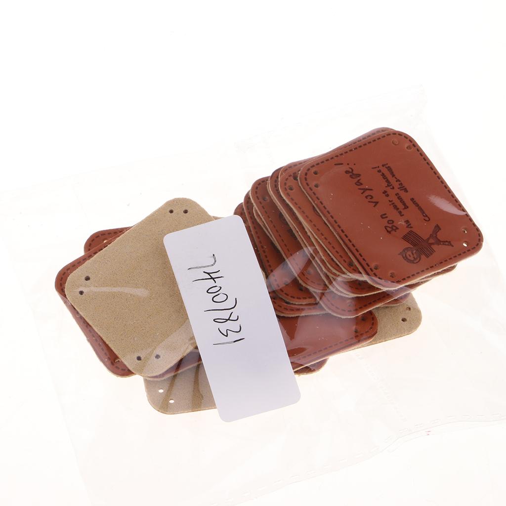 20Pcs PU Leather Labels Handmade Tag DIY Clothes Bag Sewing Craft Tower