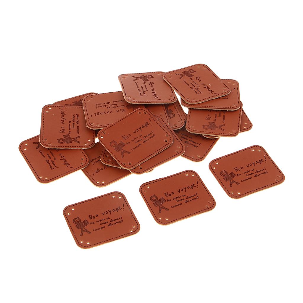20Pcs PU Leather Labels Handmade Tag DIY Clothes Bag Sewing Craft Tower