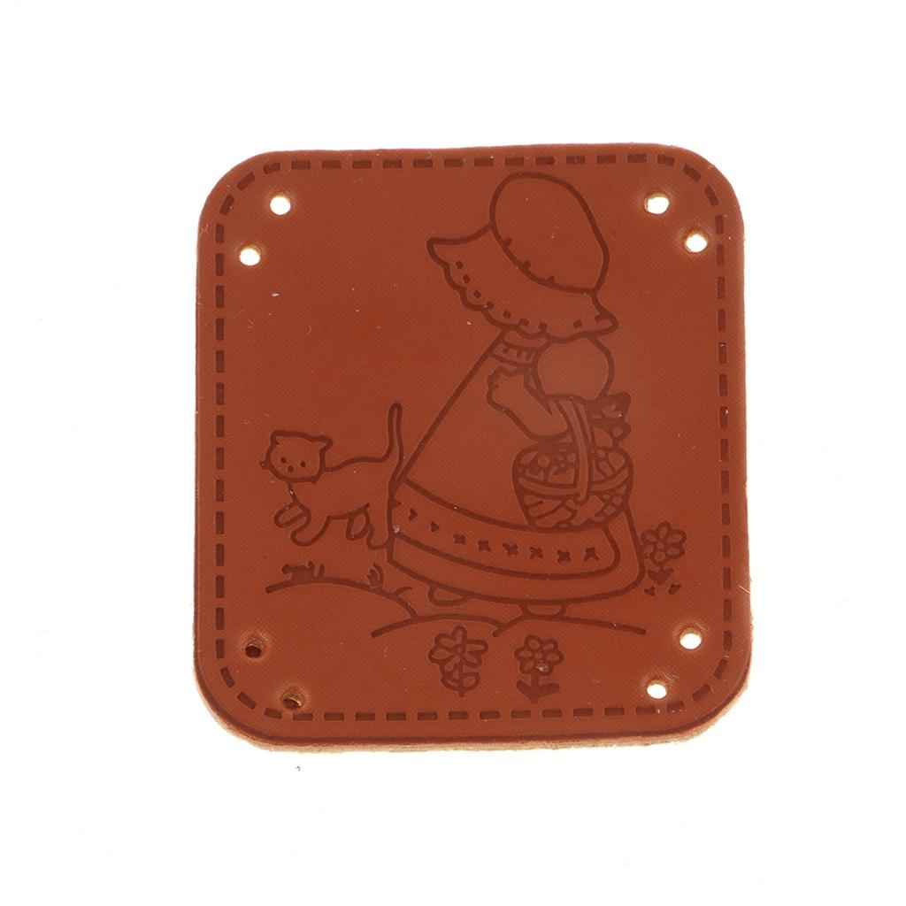 20Pcs PU Leather Labels Handmade Tag DIY Clothes Bag Sewing Craft Girl