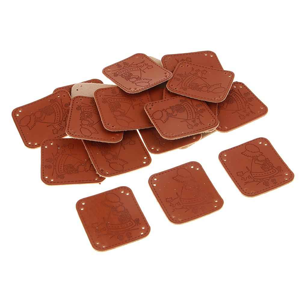 20Pcs PU Leather Labels Handmade Tag DIY Clothes Bag Sewing Craft Girl