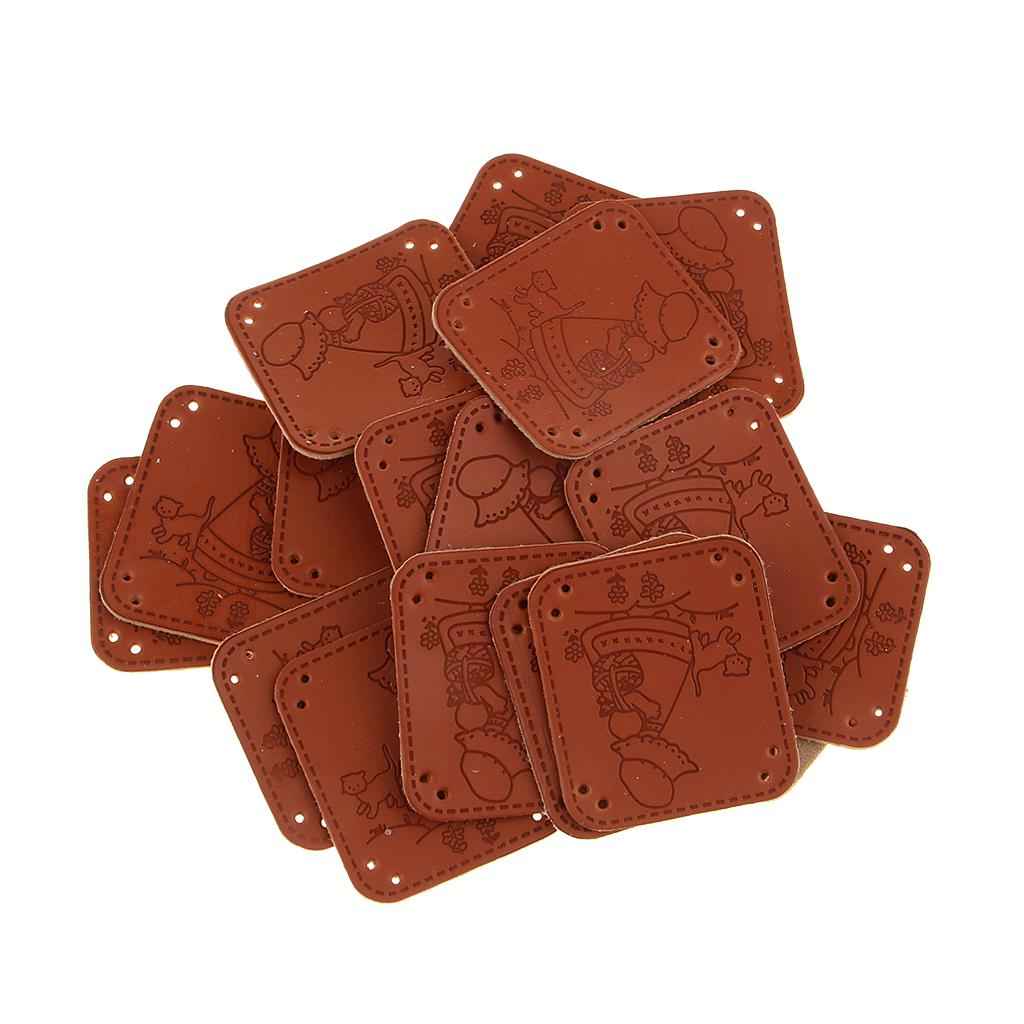 20Pcs PU Leather Labels Handmade Tag DIY Clothes Bag Sewing Craft Girl