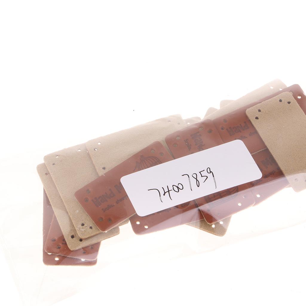 20pcs Retro Synthetic PU Leather Tag DIY Handmade Sew Label Patches Brown 2