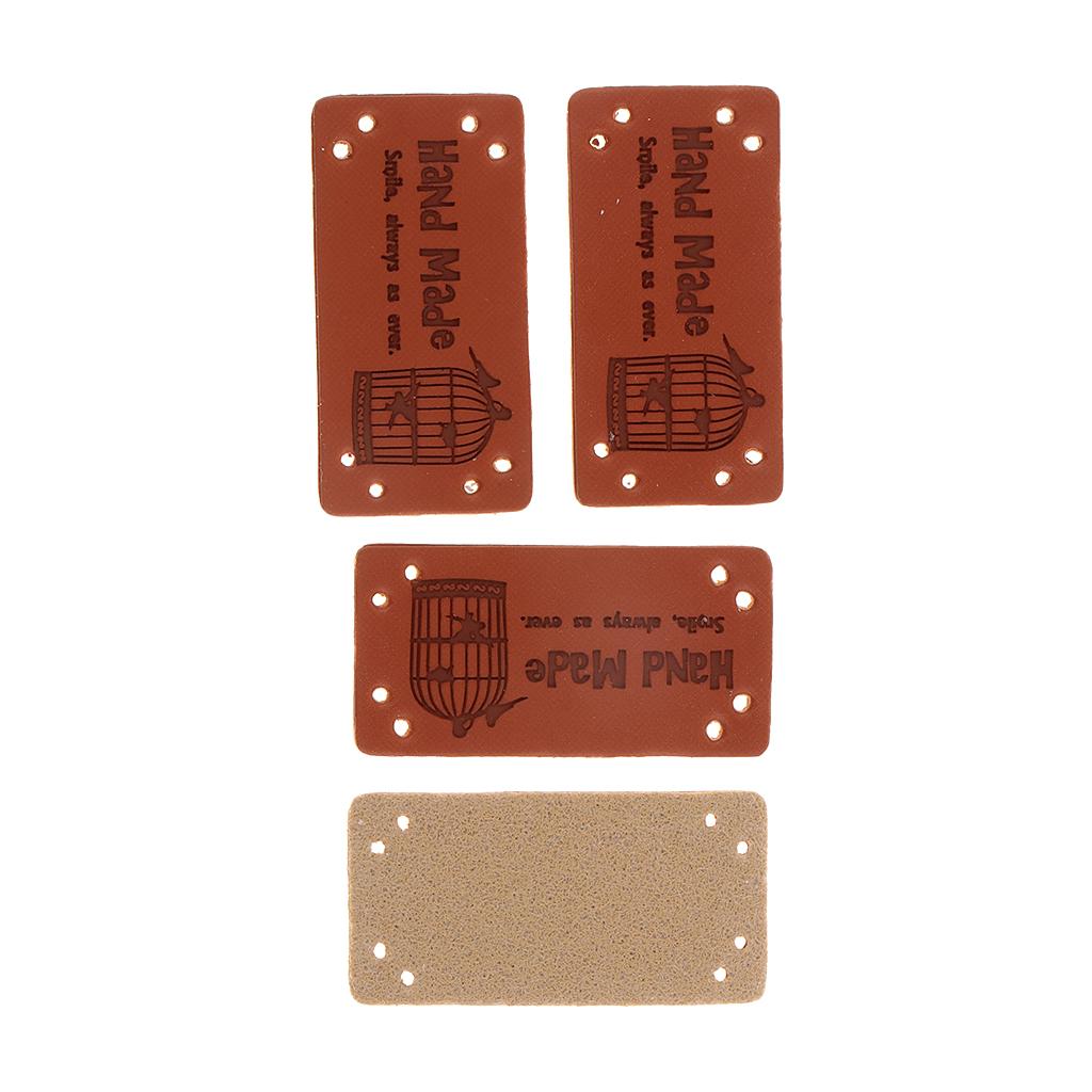 20pcs Retro Synthetic PU Leather Tag DIY Handmade Sew Label Patches Brown 2