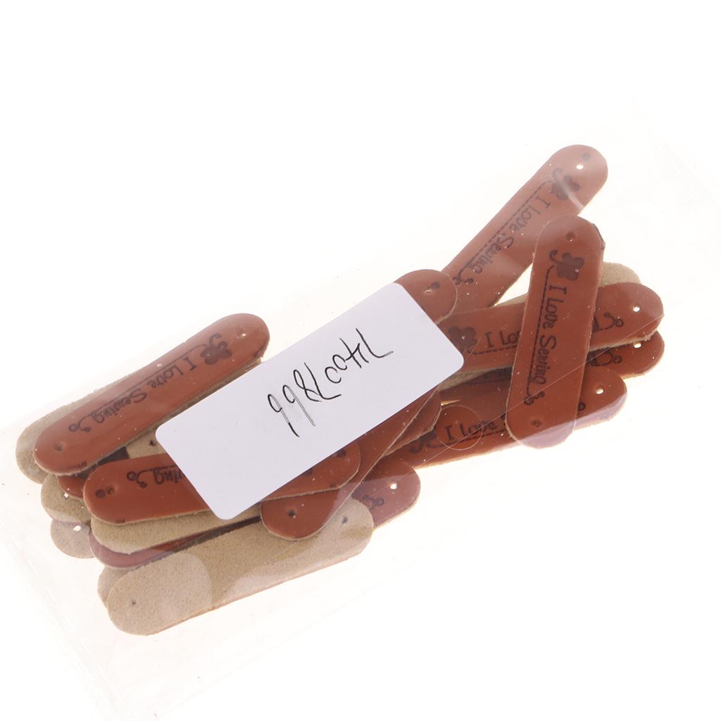 20Pcs PU Leather Labels Handmade Embossed Tag DIY Clothes Bag Sewing Craft Four Leaf