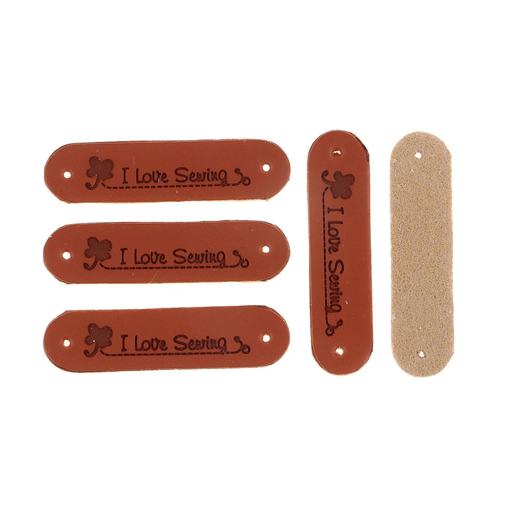 20Pcs PU Leather Labels Handmade Embossed Tag DIY Clothes Bag Sewing Craft Four Leaf