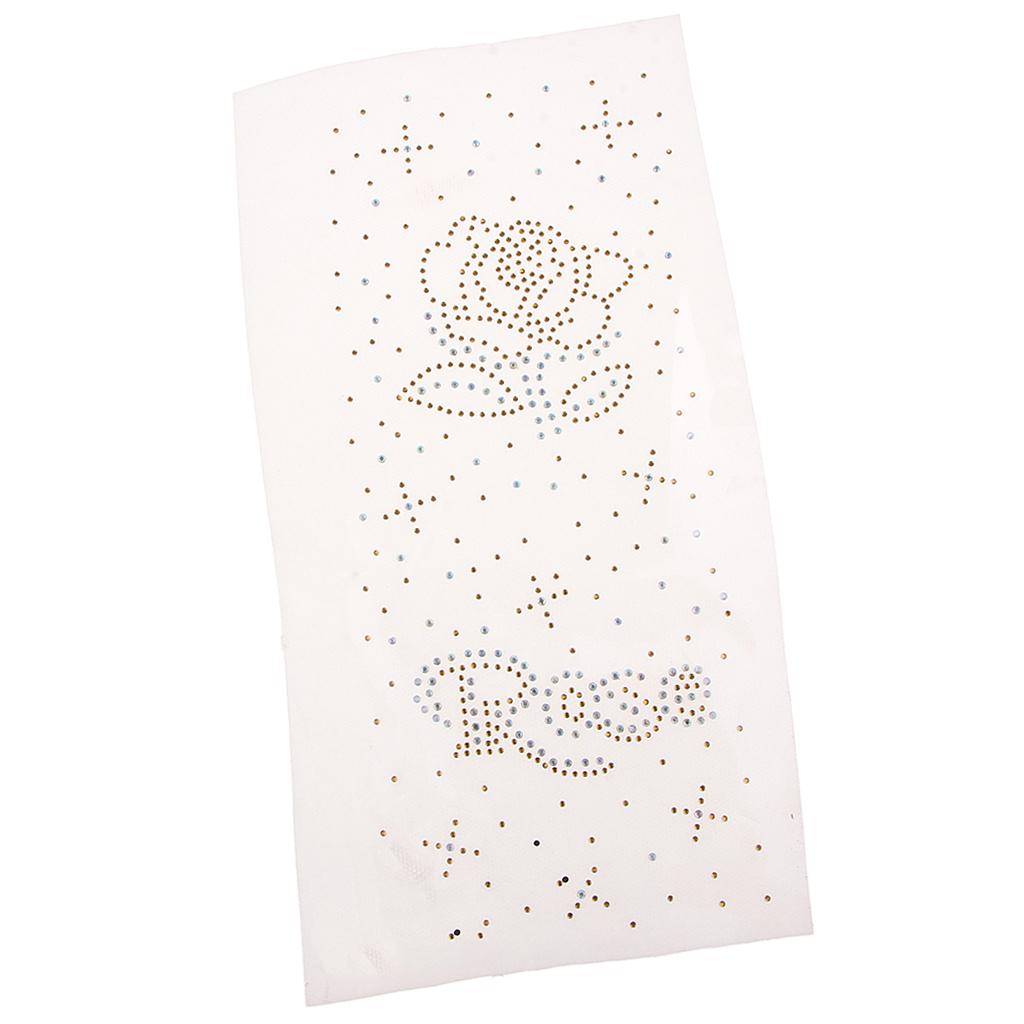 Rose Crystal Rhinestones Iron on Hot Fix Transfer Applique Bling Patch 02