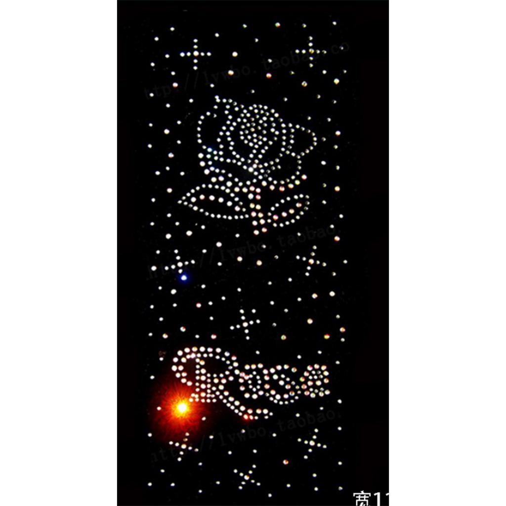 Rose Crystal Rhinestones Iron on Hot Fix Transfer Applique Bling Patch 02