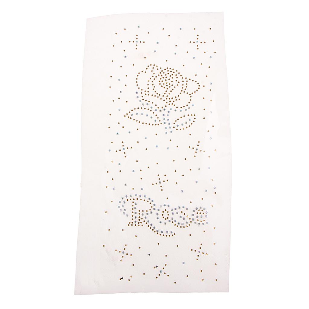 Rose Crystal Rhinestones Iron on Hot Fix Transfer Applique Bling Patch 02