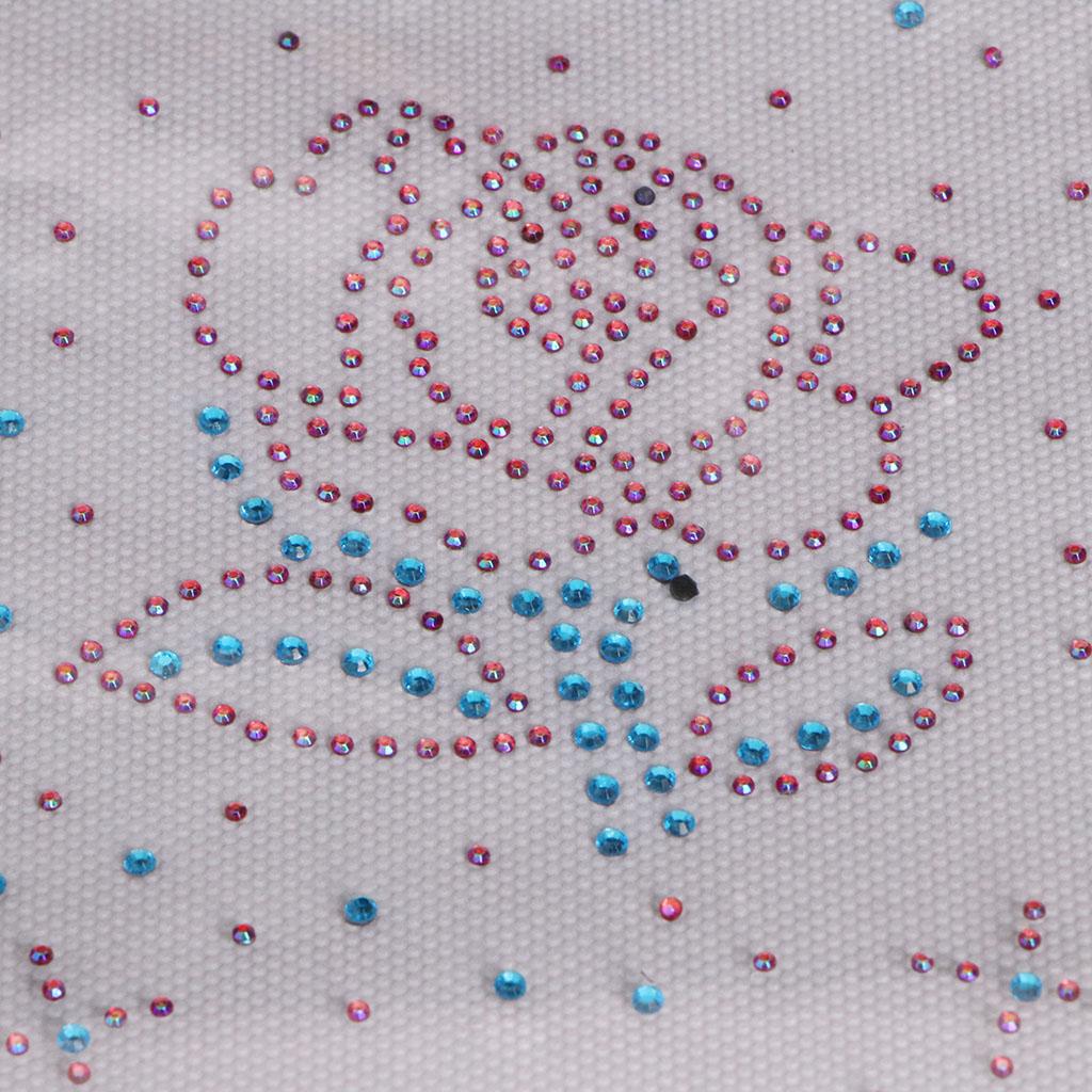 Rose Crystal Rhinestones Iron on Hot Fix Transfer Applique Bling Patch 03