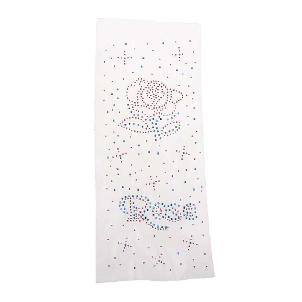 Rose Crystal Rhinestones Iron on Hot Fix Transfer Applique Bling Patch 03
