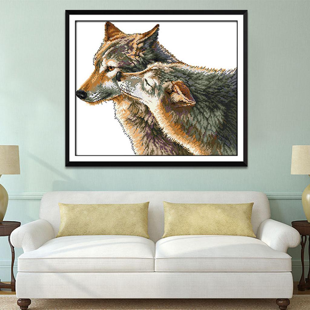 Wolf Kiss Handmade Stamped Cross Stitch Kits Embroidery Crafts 11CT 52×44cm