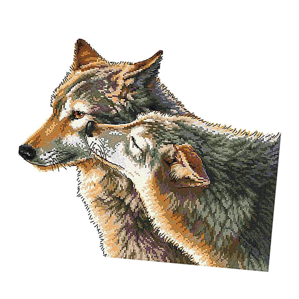 Wolf Kiss Handmade Stamped Cross Stitch Kits Embroidery Crafts 11CT 52×44cm