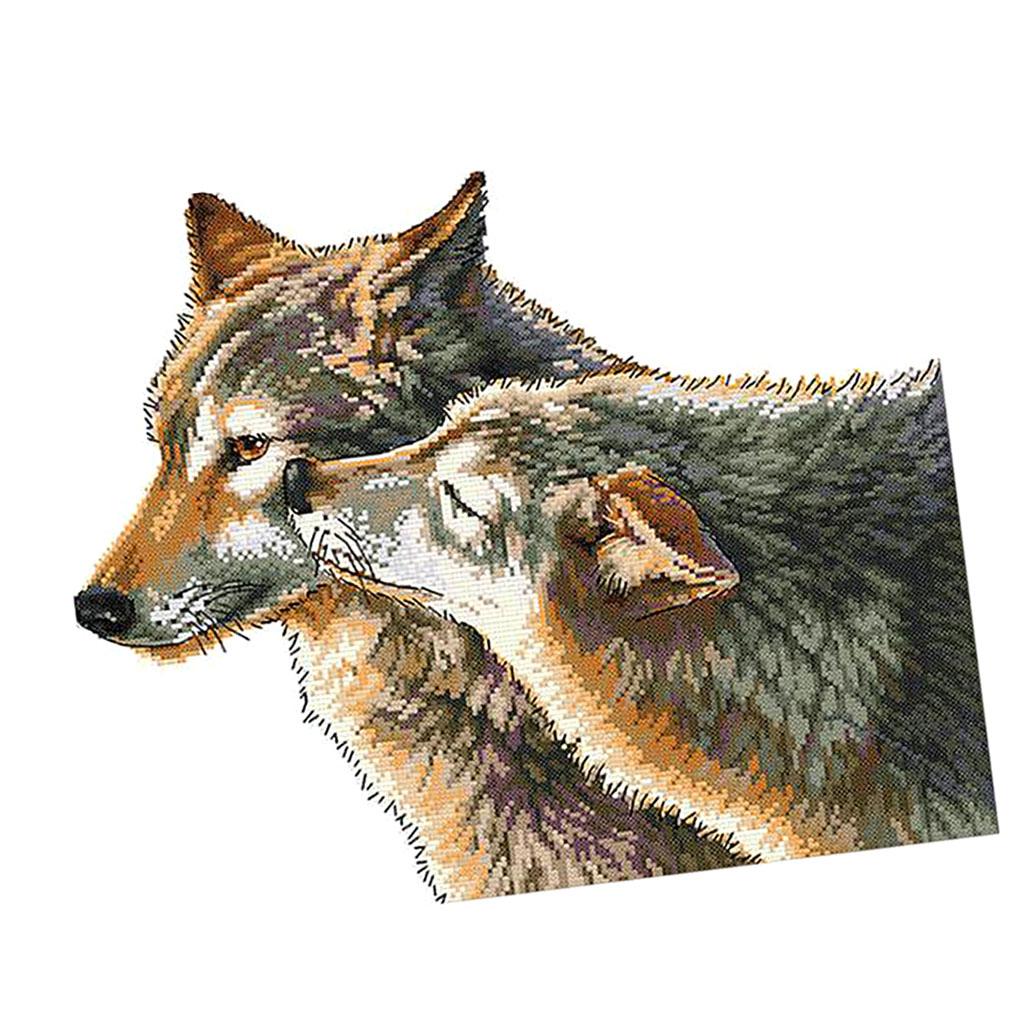 Wolf Kiss Handmade Stamped Cross Stitch Kits Embroidery Crafts 11CT 52×44cm