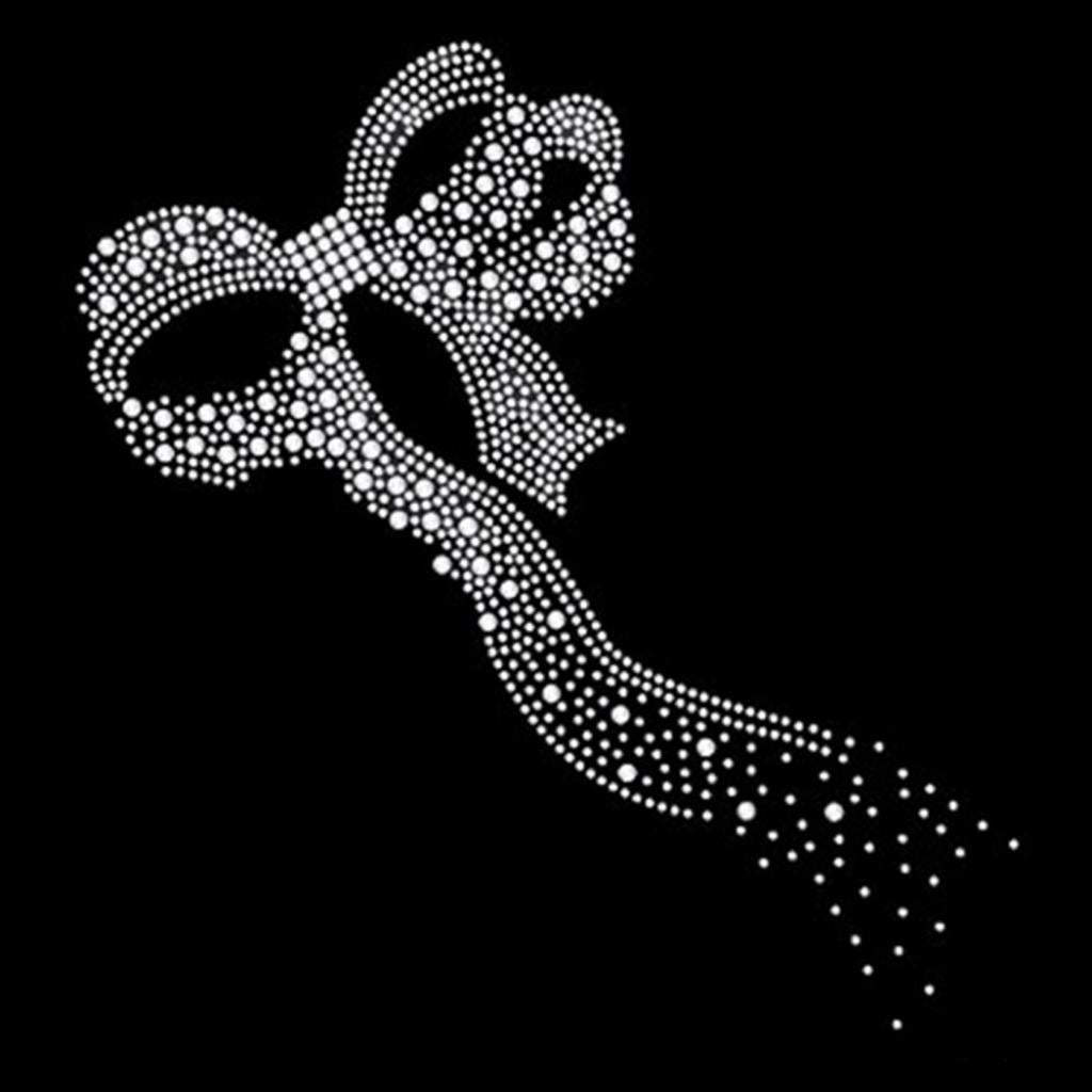 2Pcs Iron on Rhinestone Bow Patterns Decorative Applique Patch for Clothes