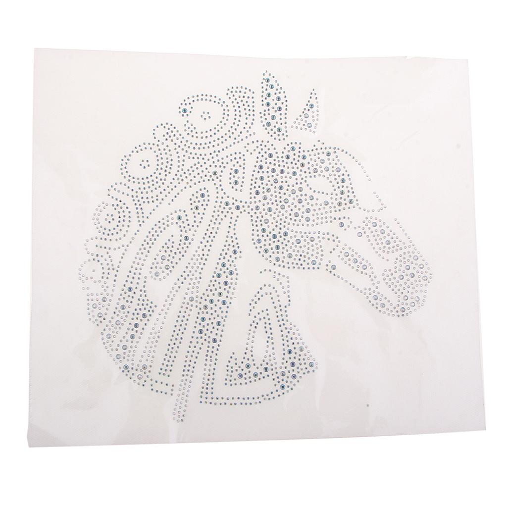 Rhinestone Iron On Heat Transfer Hot Fix T-shirt Motif Horse Head Applique