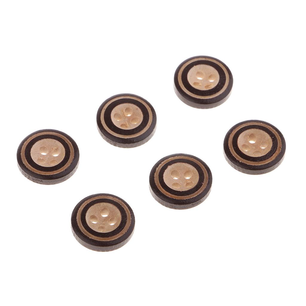 100pcs 4 Holes Wooden Buttons Decorative Buttons for Cardmaking DIY Coffee