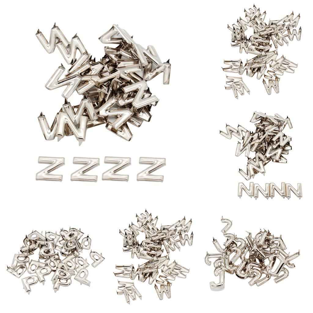 30 Pcs Alloy Silver DIY Alphabet Letter Claw Rivets for Sewing Accessories J