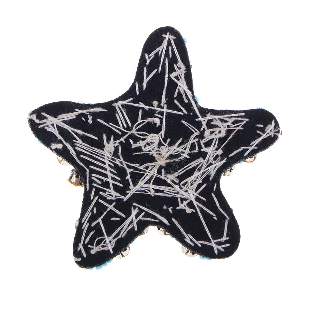 Blue Beaded Embroidery Star Shaped Applique Patches Sew on Patches 8x8cm