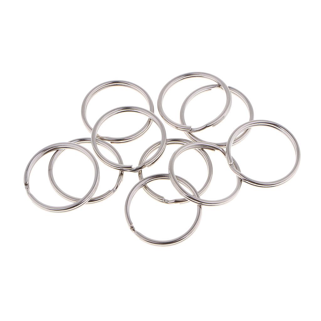 10pcs Split Ring Flat Surface Key Rings Double Loop Keychain Metal Plating