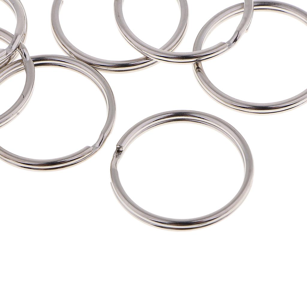 10pcs Split Ring Flat Surface Key Rings Double Loop Keychain Metal Plating