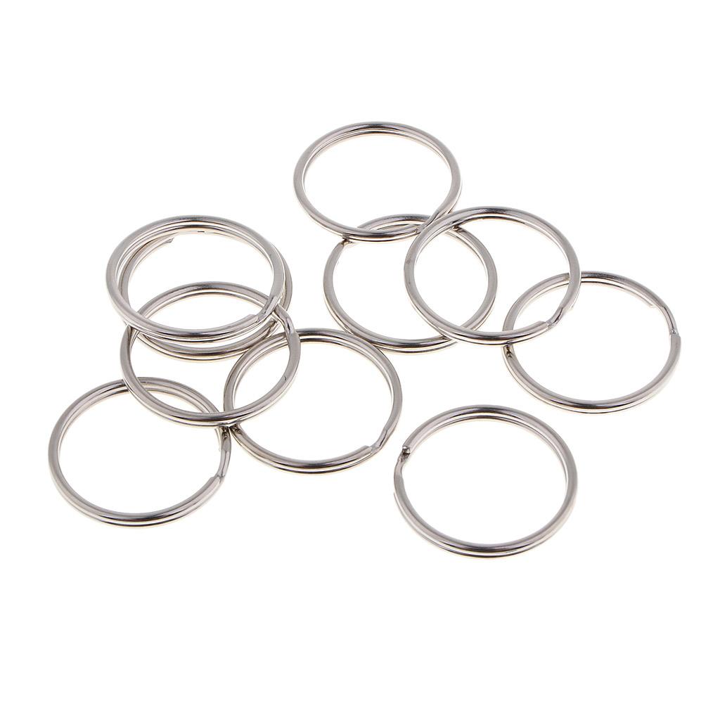 10pcs Split Ring Flat Surface Key Rings Double Loop Keychain Metal Plating