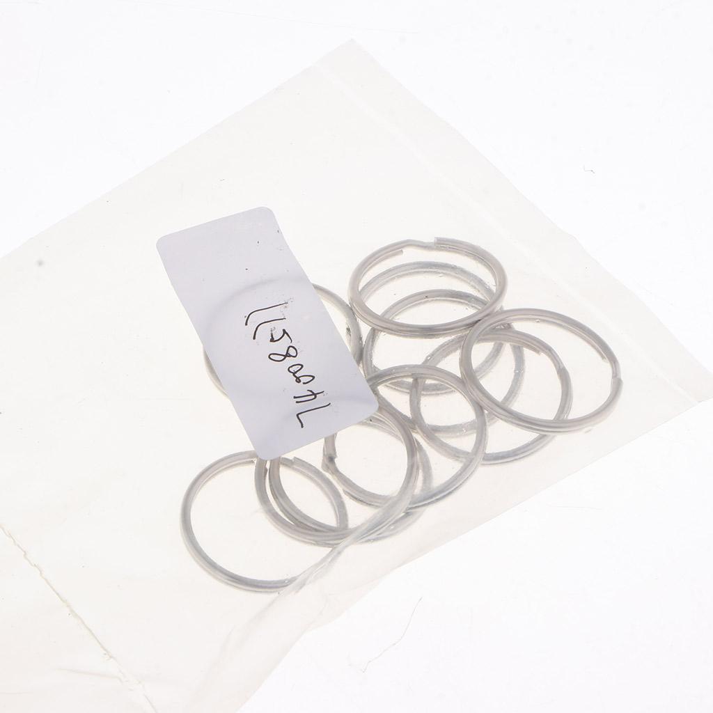 10pcs Split Ring Flat Surface Key Rings Double Loop Keychain Metal Plating