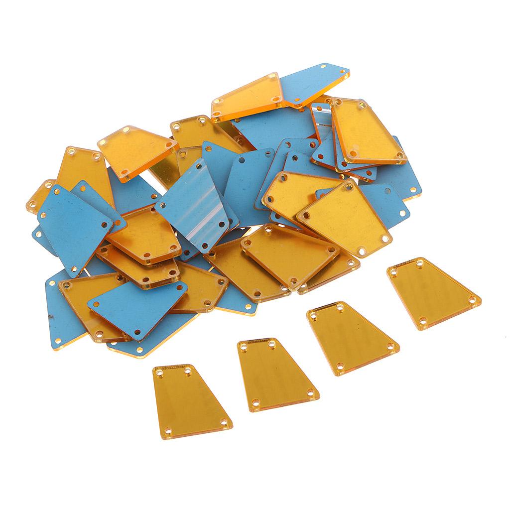 50pcs Sew on Acrylic Flatback Rhinestone Crystal Mirror Beads 17x19mm Yellow