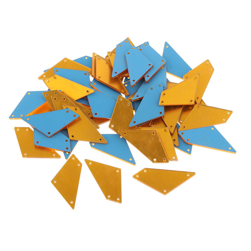 50pcs Sew on Mirror Acrylic Crystal Rhinestones for Dress Shoes Decor Gold