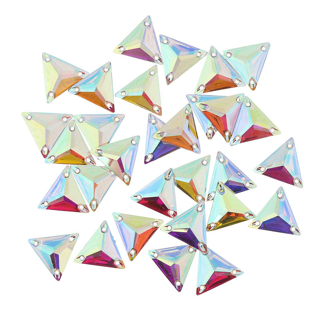 30pcs Triangle Sew on Faceted Glass Stones Flatback Crystal Rhinestone Craft