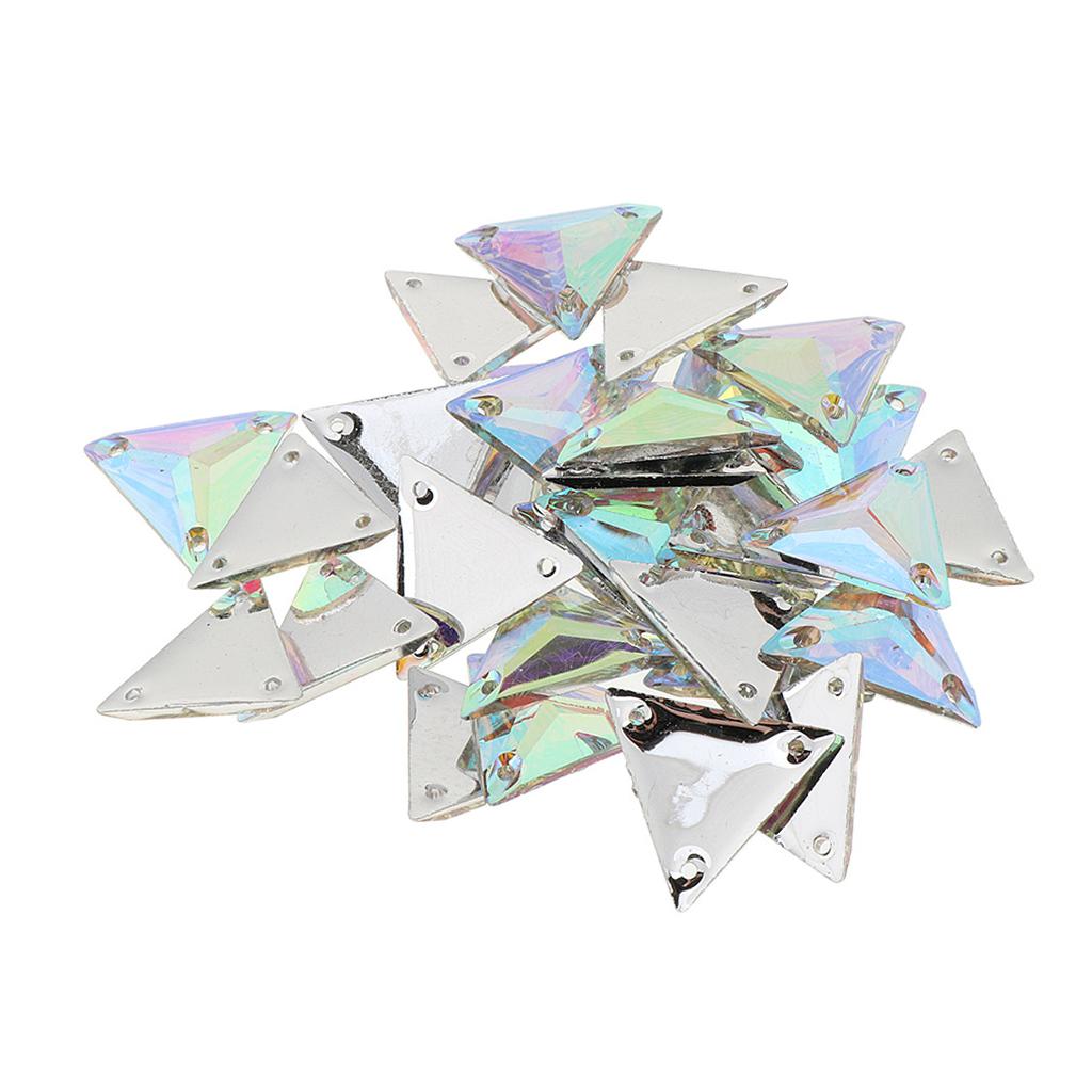 30pcs Triangle Sew on Faceted Glass Stones Flatback Crystal Rhinestone Craft