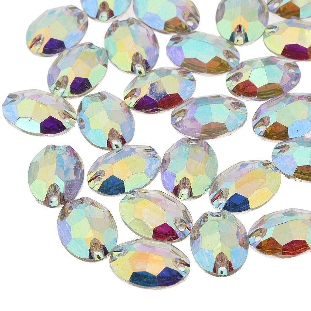 50Pcs Oval Sew on Rhinestones Crystal Beads Sewing DIY Clothing Accessories