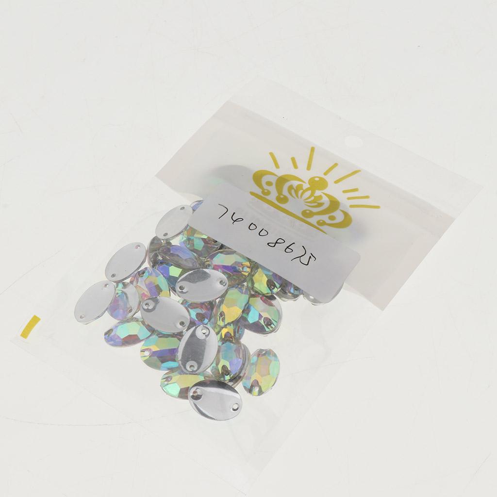 50Pcs Oval Sew on Rhinestones Crystal Beads Sewing DIY Clothing Accessories
