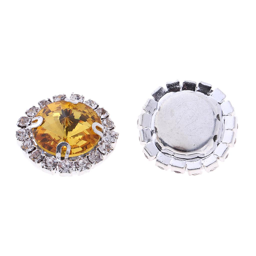 20Pcs Sew on Glass Rhinestones Crystal Flatback Beads for Sewing 12mm Gold