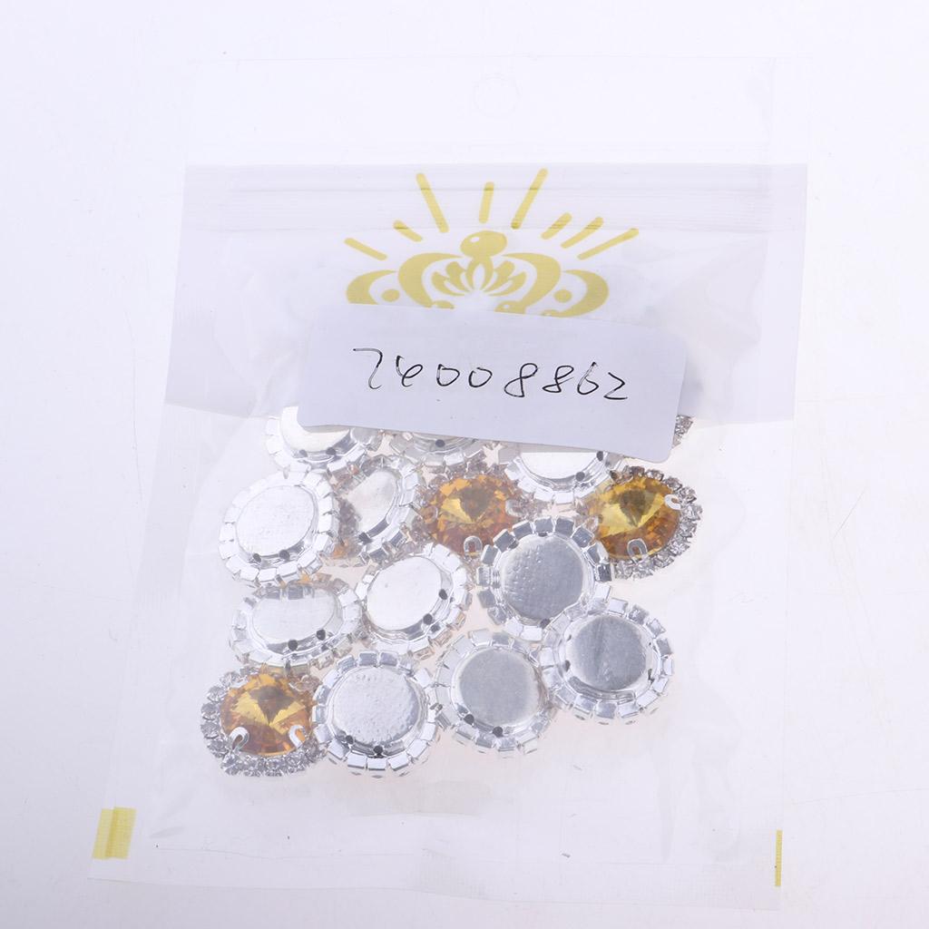 20Pcs Sew on Glass Rhinestones Crystal Flatback Beads for Sewing 12mm Gold