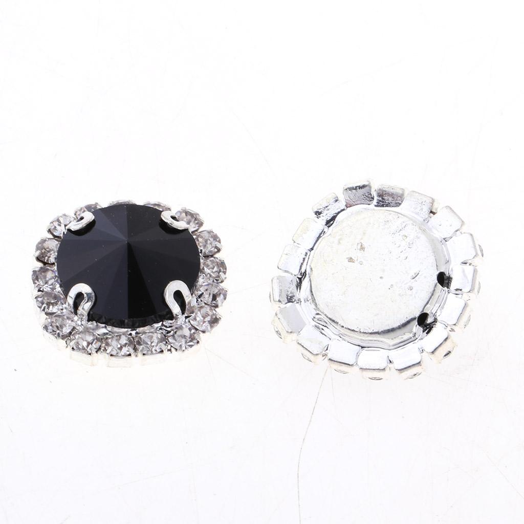 20Pcs Sew on Glass Rhinestones Crystal Flatback Beads Sewing 12mm Black