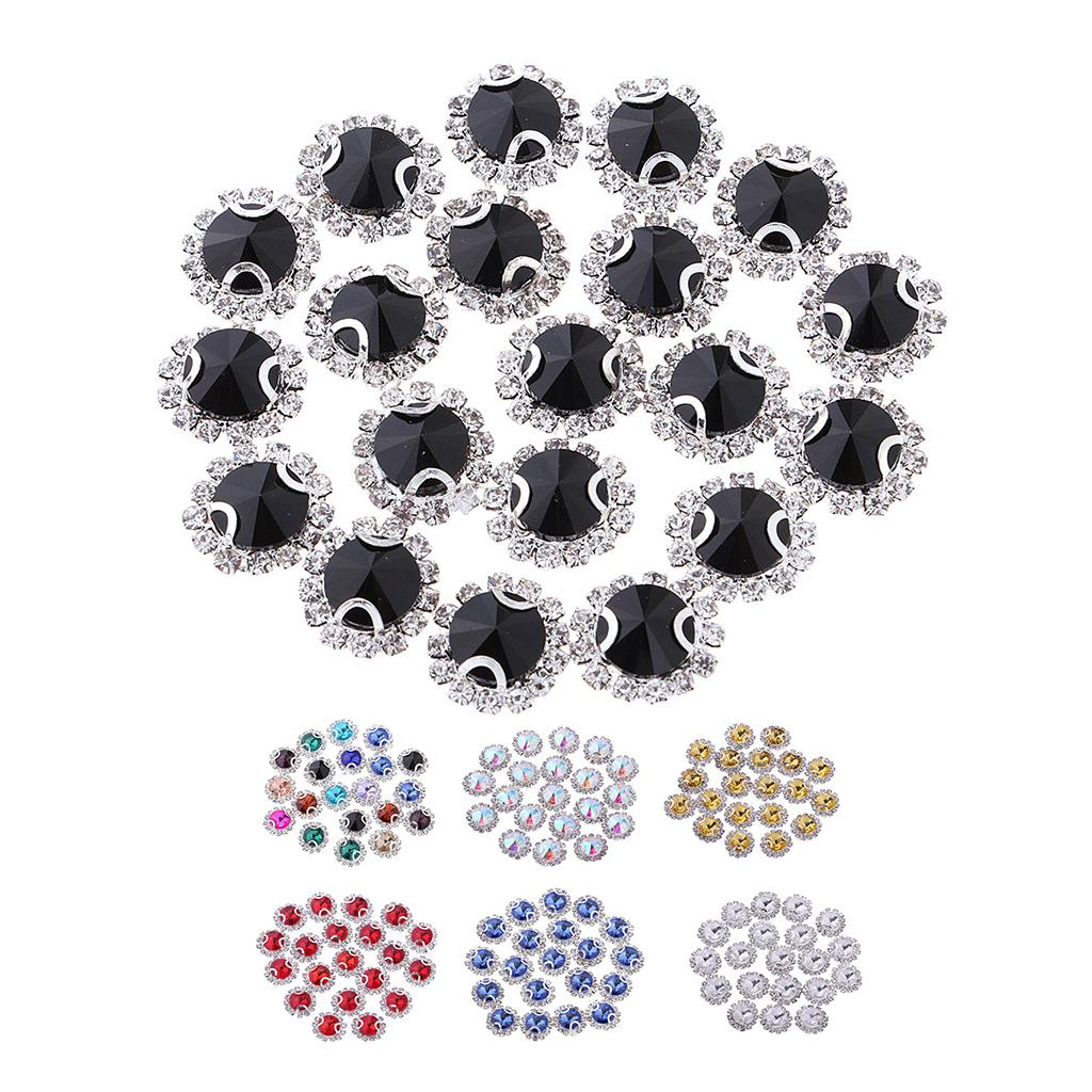 20Pcs Sew on Glass Rhinestones Crystal Flatback Beads for Sewing 8mm Black