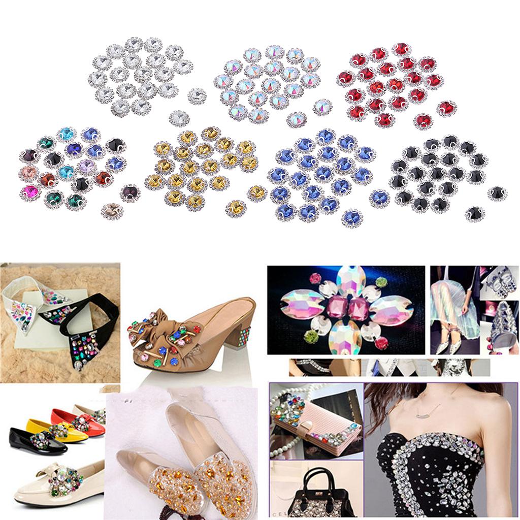 20Pcs Sew on Glass Rhinestones Crystal Flatback Beads for Sewing 8mm Black