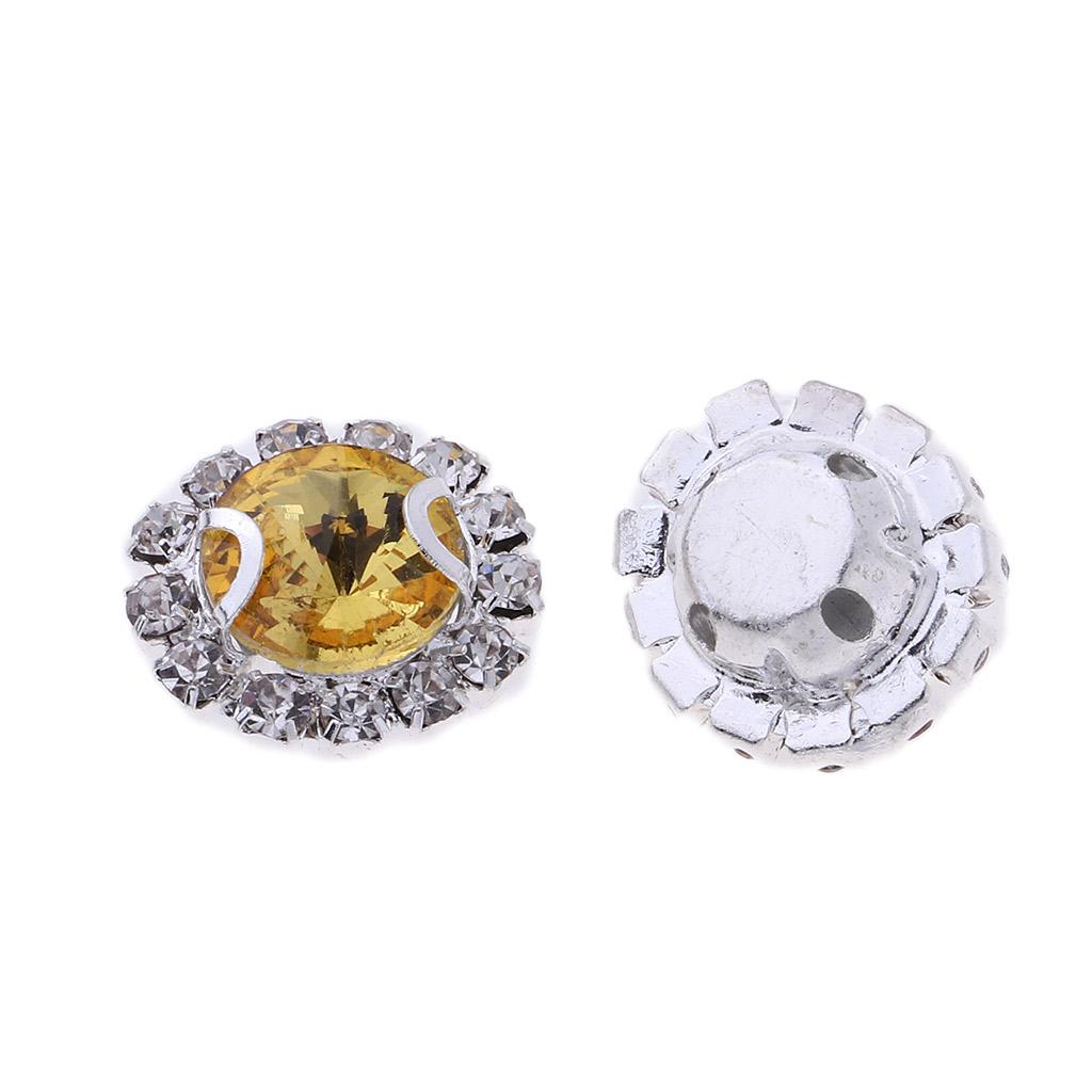 20Pcs Sew on Glass Rhinestones Crystal Flatback Beads for Sewing 8mm Gold