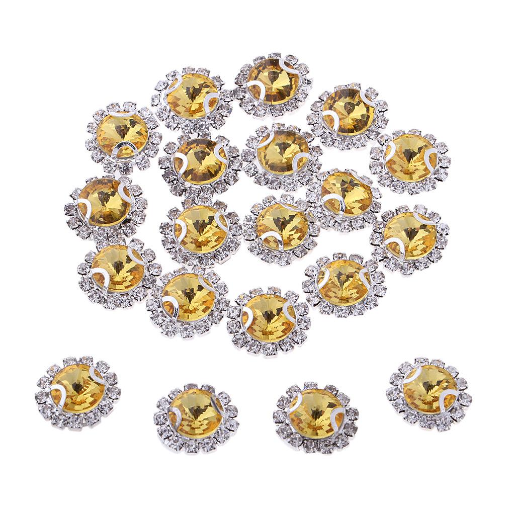 20Pcs Sew on Glass Rhinestones Crystal Flatback Beads for Sewing 8mm Gold